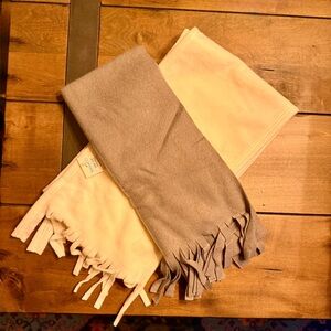 Cream and Gray Fringe Scarves